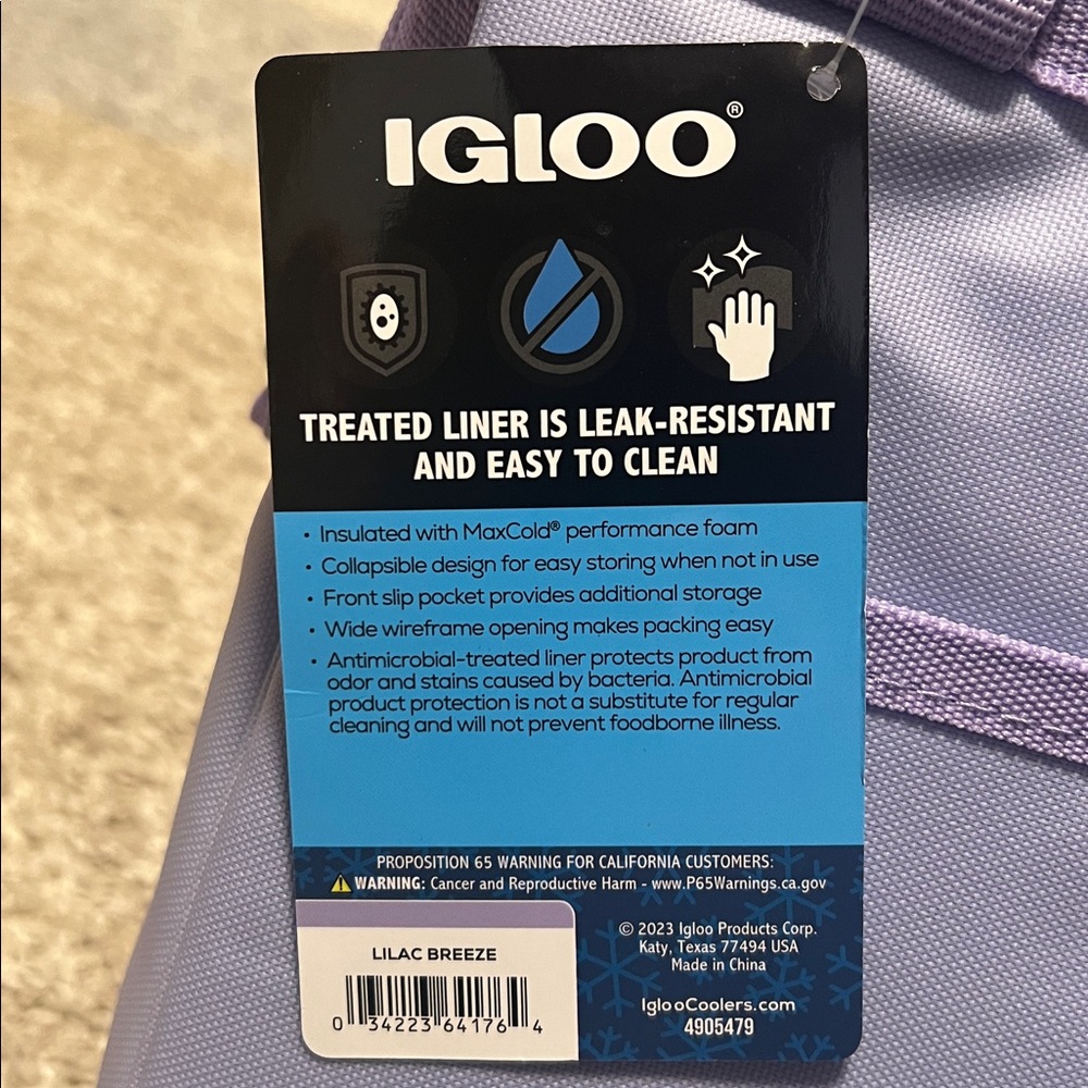 Igloo leftover tote cooler bag, lilac breeze (light purple) NWT! - Picture 3 of 4
